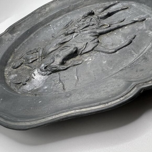 Antique Dutch Pewter Decor Plate 9" Angel Mark - Picture 7 of 8